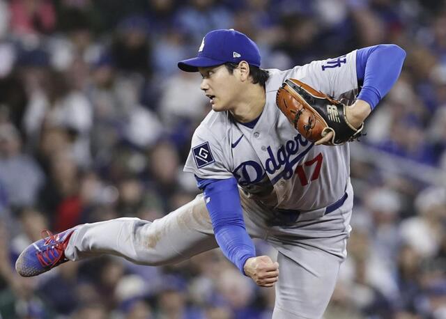 　ブルージェイズ戦に先発登板したドジャース・大谷＝トロント（共同）