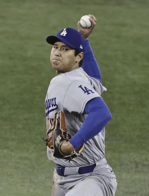 　ブルージェイズ戦に先発したドジャース・大谷＝トロント（共同）