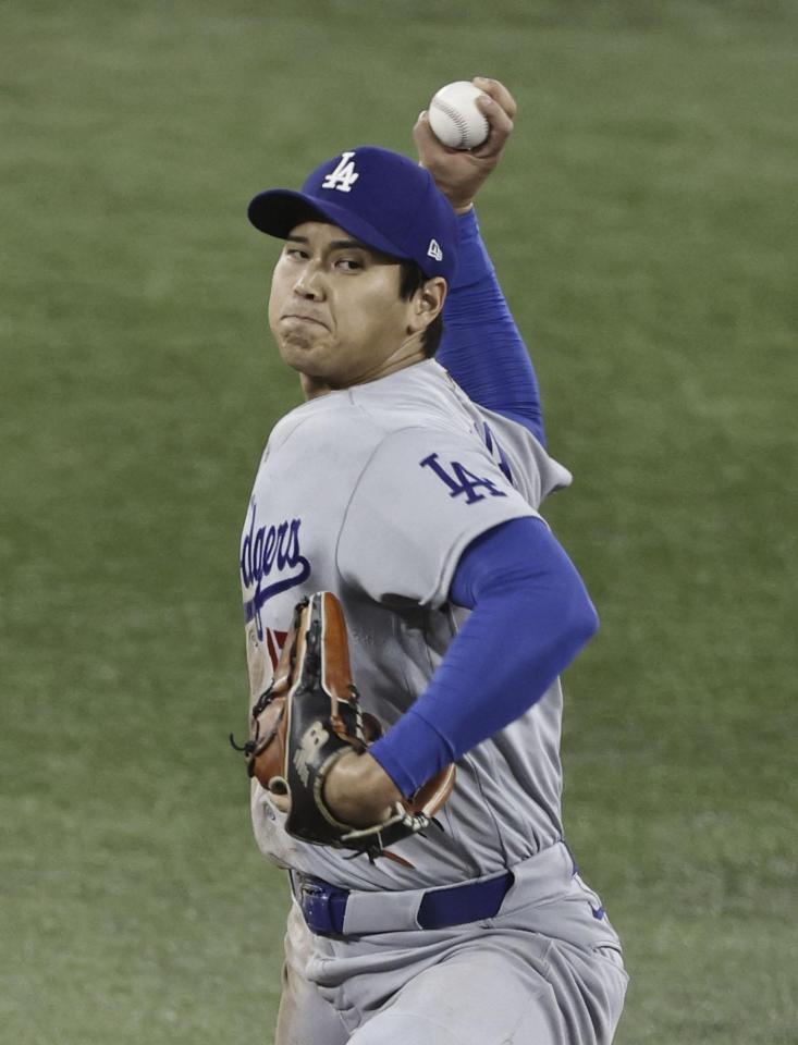 　ブルージェイズ戦に先発したドジャース・大谷＝トロント（共同）