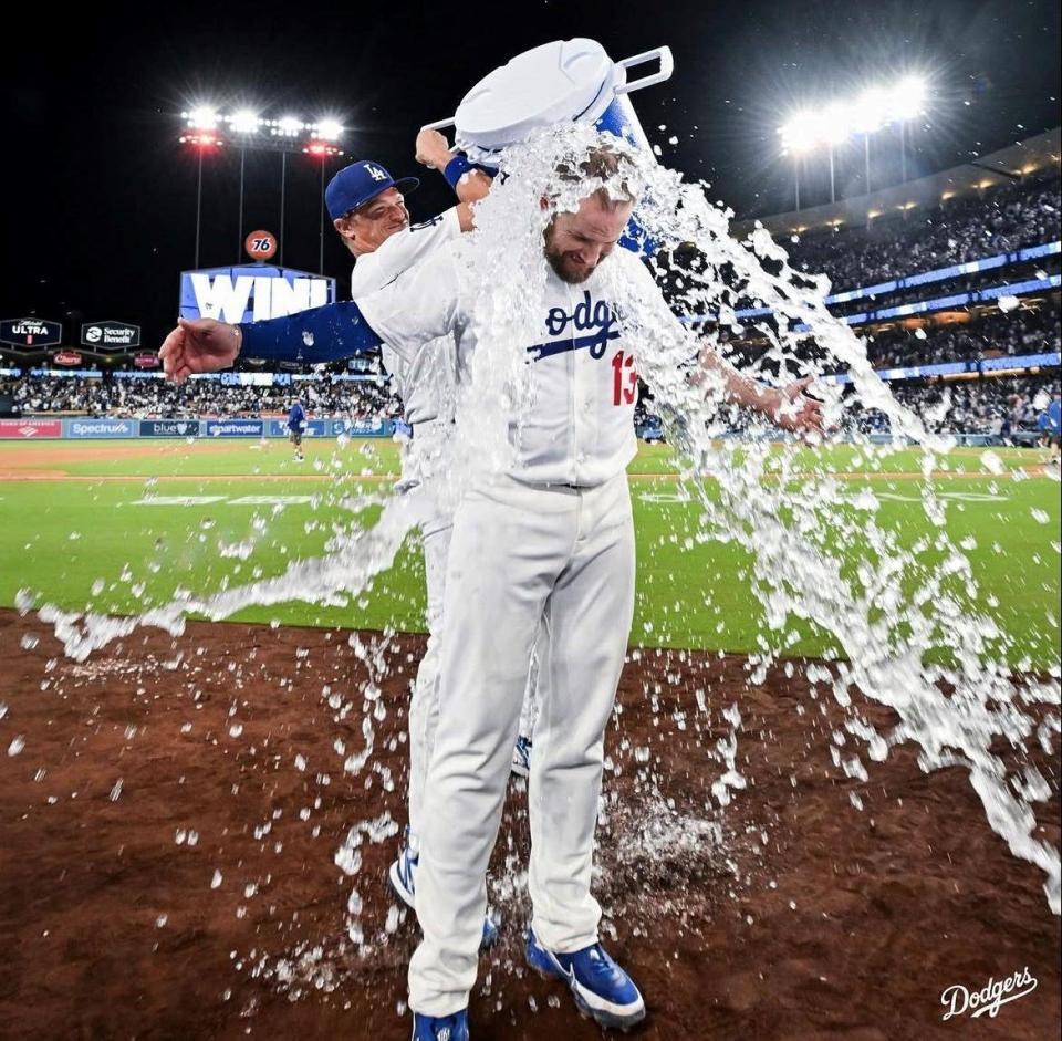 サヨナラ本塁打を放ったマックス・マンシー（ロサンゼルス・ドジャース提供）