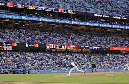 　メッツ戦に先発したドジャース・山本（共同）