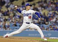 　メッツ戦に先発したドジャース・山本（共同）