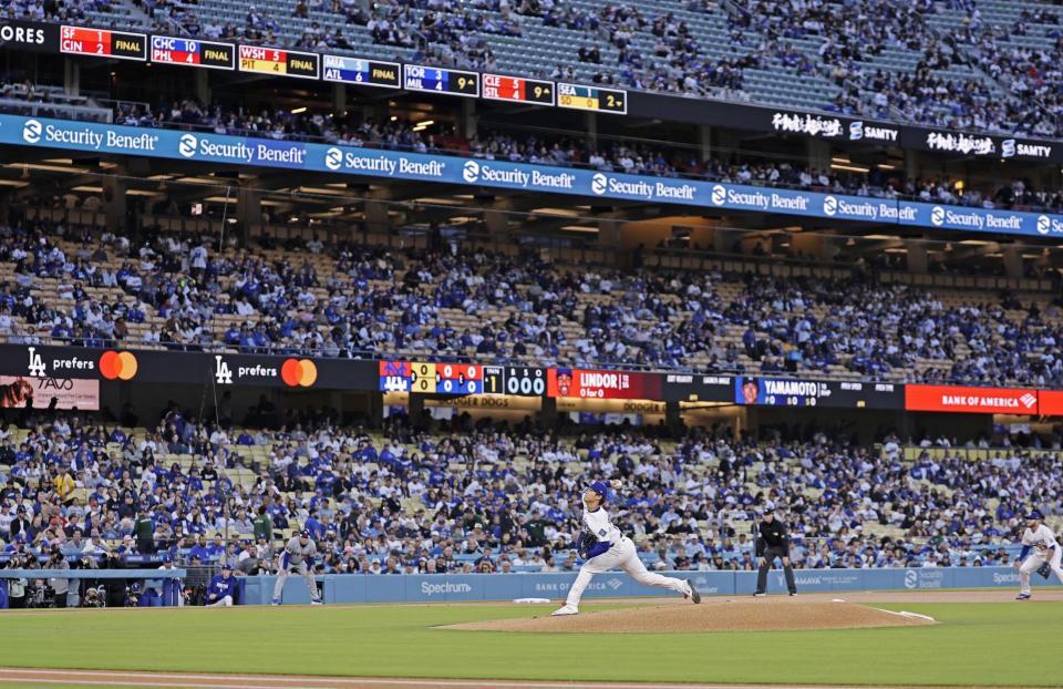 　メッツ戦に先発したドジャース・山本（共同）