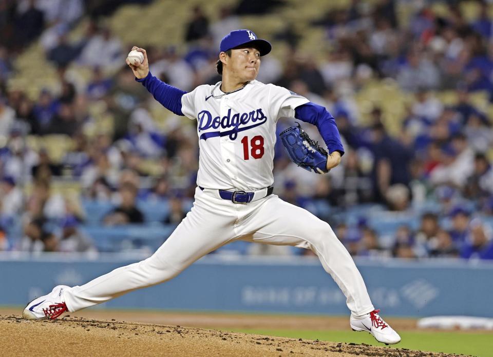 　メッツ戦に先発したドジャース・山本（共同）