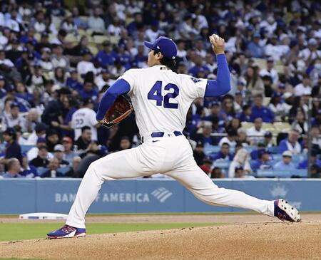 メッツ戦に先発登板した大谷。打者としては先発メンバーから外れ、５年ぶりに投手専念での出場となった（提供・共同通信社）