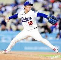 八回途中１失点と好投した山本（ロサンゼルス・ドジャース提供）