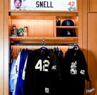 　公開されたスネルのロッカー（ロサンゼルス・ドジャース提供）