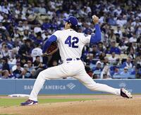 メッツ戦に先発登板した大谷。打者としては先発メンバーから外れ、５年ぶりに投手専念での出場となった（提供・共同通信社）