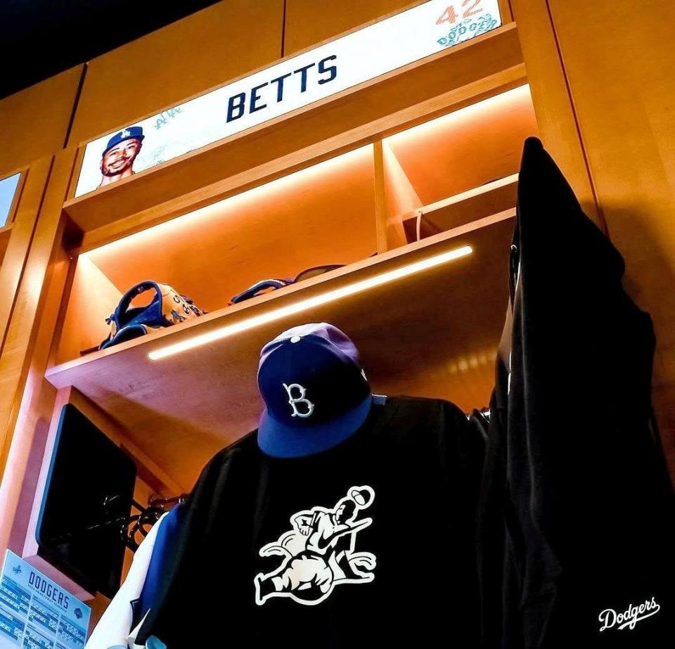 　公開されたベッツのロッカー（ロサンゼルス・ドジャース提供）