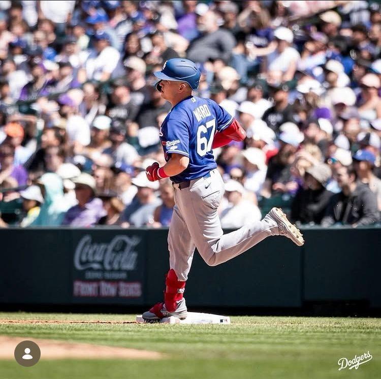 メジャー初安打を放ったライアン・ウォード（ロサンゼルス・ドジャース提供）