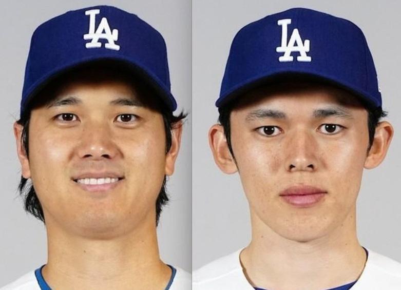 大谷翔平（左）、佐々木朗希