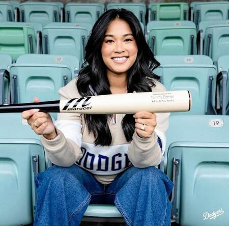 　エドマンの妻・クリステンさん（ロサンゼルス・ドジャース提供）