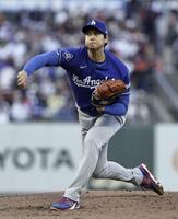　ジャイアンツ戦に先発登板したドジャース・大谷（提供・共同通信社）