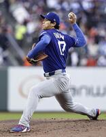 　ジャイアンツ戦に先発登板したドジャース・大谷＝サンフランシスコ（共同）