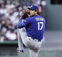 　ジャイアンツ戦に先発登板したドジャース・大谷＝サンフランシスコ（共同）