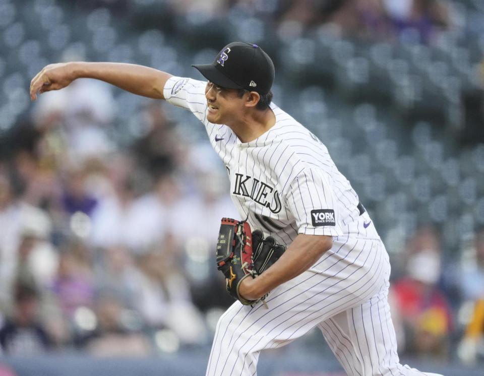 　パドレス戦に先発したロッキーズ・菅野＝デンバー（ＡＰ＝共同）