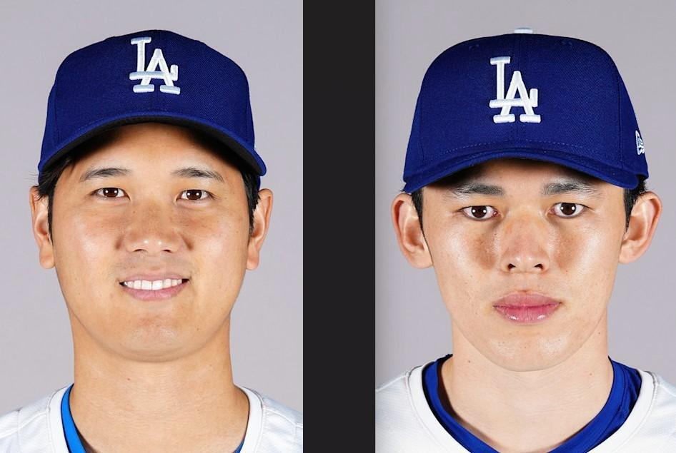 ドジャース・大谷翔平（左）と佐々木朗希