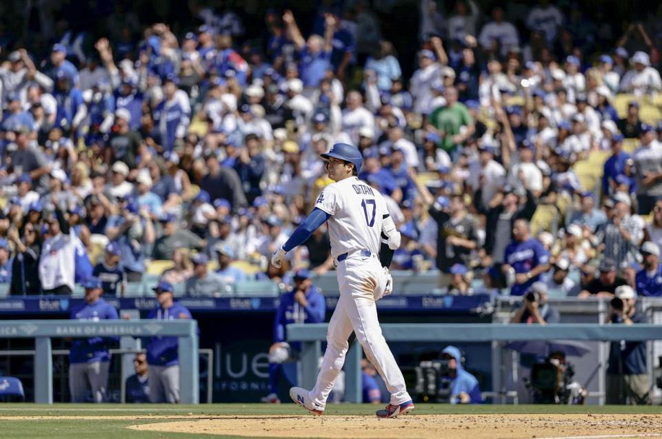 ７回、６号ソロを放った大谷（共同）