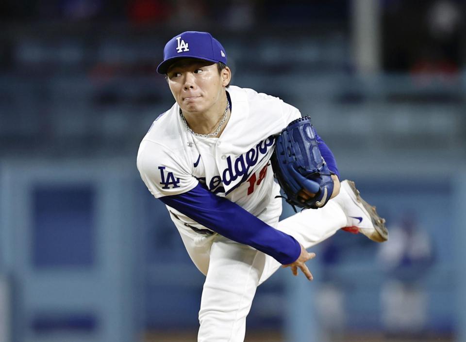 マーリンズ戦に先発した山本（共同）