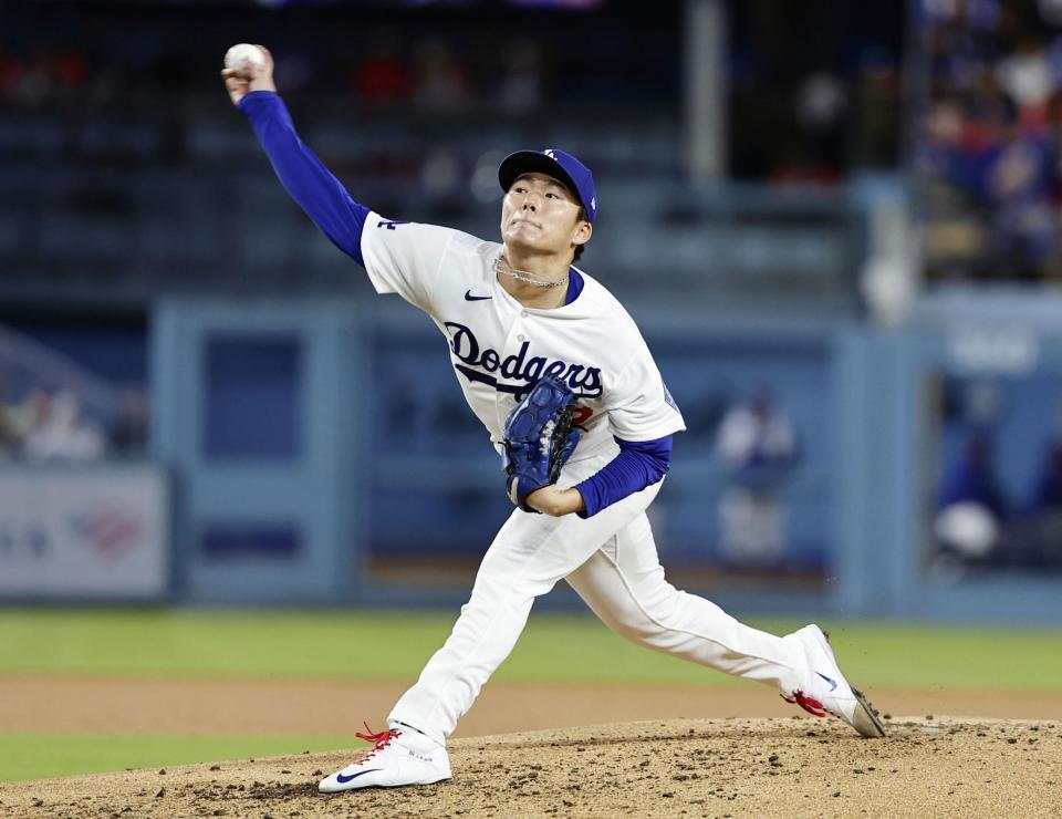 マーリンズ戦に先発した山本（共同）