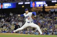 マーリンズ戦に先発登板した大谷＝ロサンゼルス（共同）