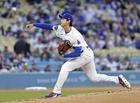 マーリンズ戦に先発登板した大谷＝ロサンゼルス（共同）