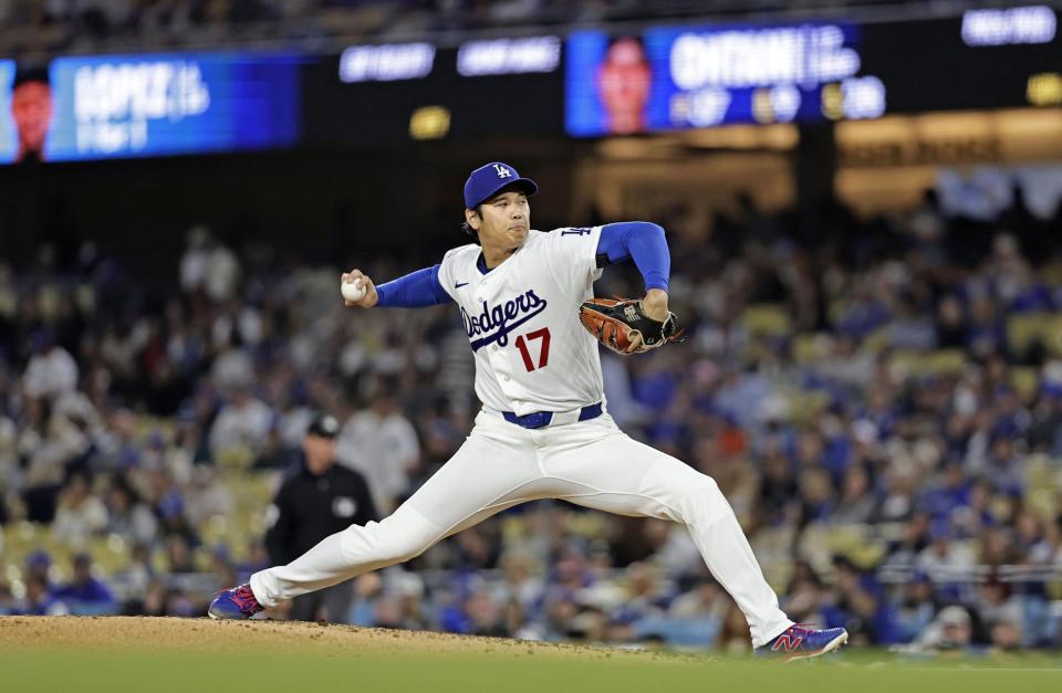 マーリンズ戦に先発登板した大谷＝ロサンゼルス（共同）