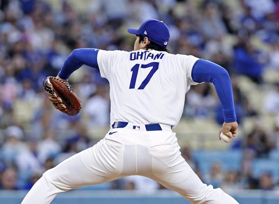マーリンズ戦に先発登板した大谷＝ロサンゼルス（共同）