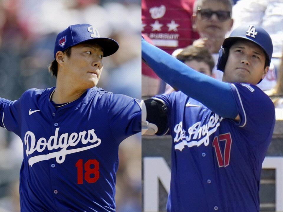 ドジャース・山本由伸（左）と大谷翔平