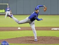 　アストロズ戦に先発登板したドジャース・大谷＝ヒューストン（共同）