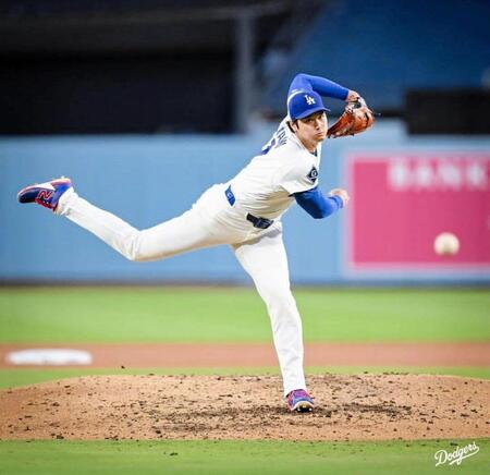 ７回無失点と好投した大谷（ロサンゼルス・ドジャース提供）