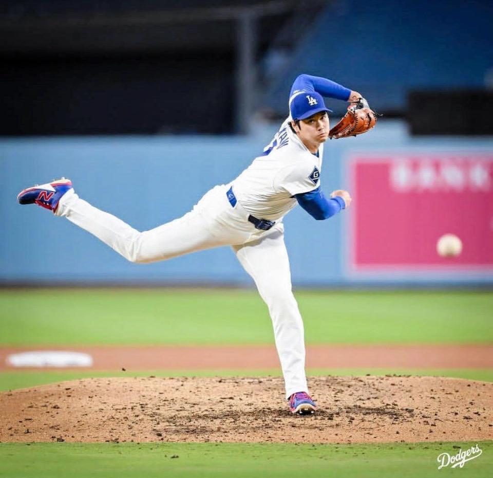 ７回無失点と好投した大谷（ロサンゼルス・ドジャース提供）