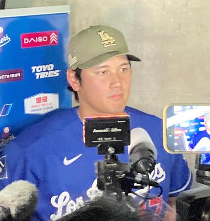 試合後、打撃復調の要因を語った大谷（撮影・小林信行）
