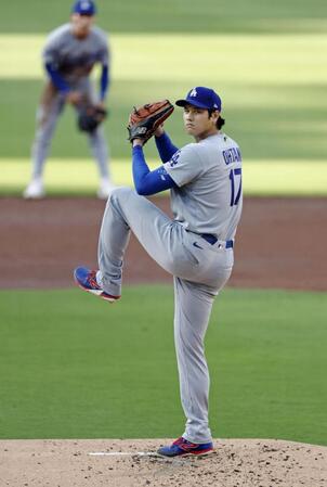 　パドレス戦に先発登板したドジャース・大谷＝サンディエゴ（共同）