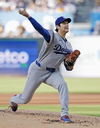 　パドレス戦に先発登板したドジャース・大谷＝サンディエゴ（共同）