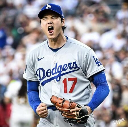 パドレス戦に先発して、４勝目を挙げた大谷翔平（ロサンゼルス・ドジャース提供）