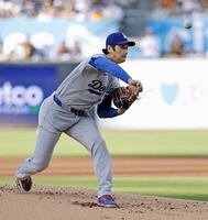 　パドレス戦に先発登板したドジャース・大谷＝サンディエゴ（共同）