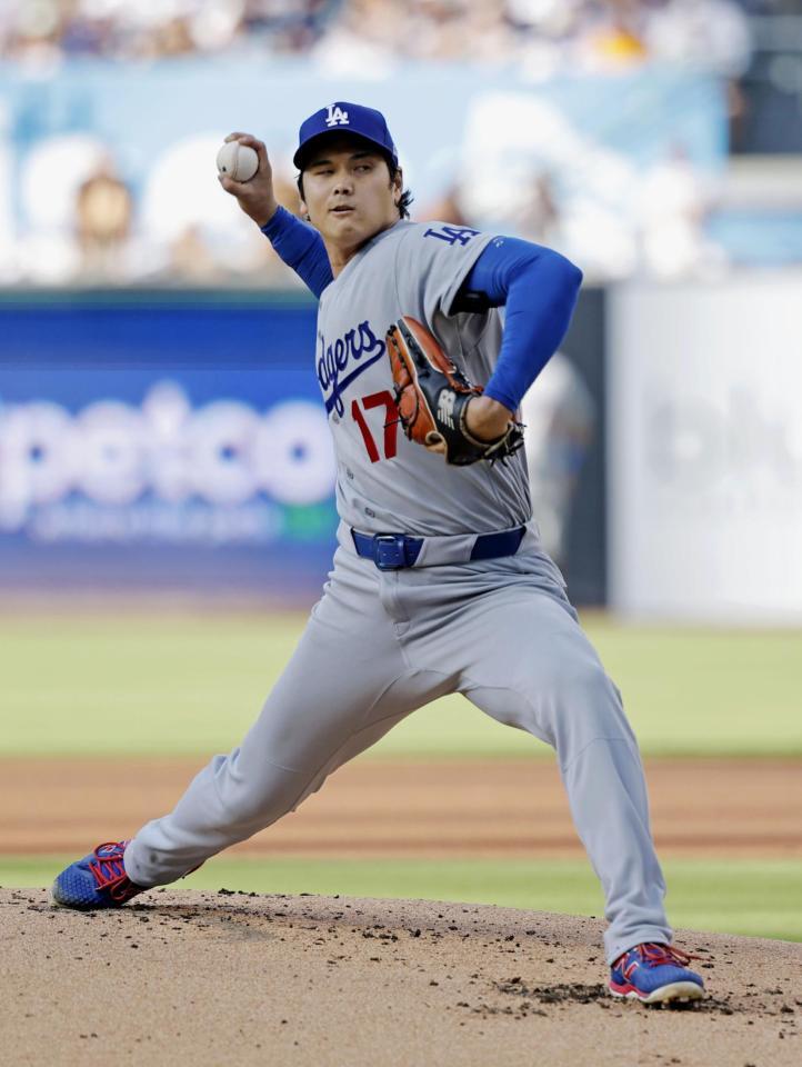 　パドレス戦に先発登板したドジャース・大谷＝サンディエゴ（共同）