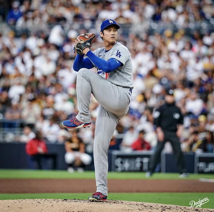パドレス戦に先発して、４勝目を挙げた大谷翔平（ロサンゼルス・ドジャース提供）