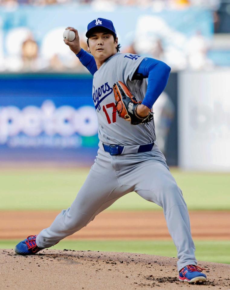 　パドレス戦に先発登板した大谷（共同）