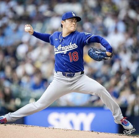 ブルワーズ戦に先発し、４勝目をあげた山本由伸（ロサンゼルス・ドジャース提供）
