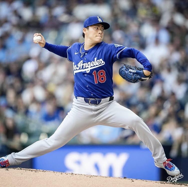 ブルワーズ戦に先発し、４勝目をあげた山本由伸（ロサンゼルス・ドジャース提供）