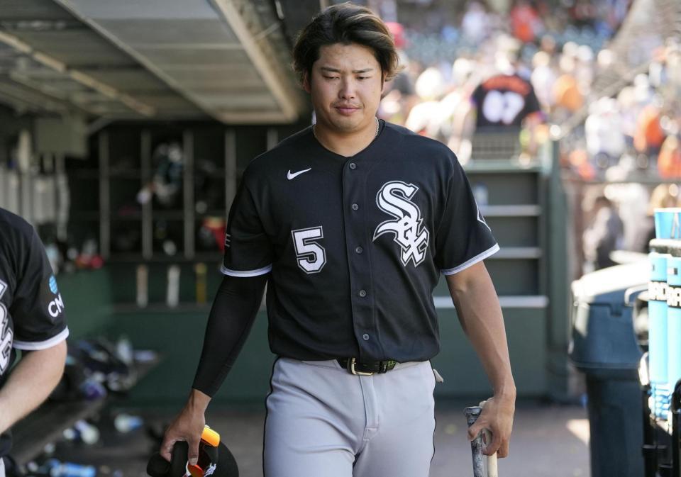 　ジャイアンツに敗れ、引き揚げるホワイトソックス・村上＝サンフランシスコ（共同）