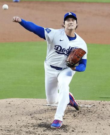 　ロッキーズ戦に先発登板したドジャース・大谷＝ロサンゼルス（共同）
