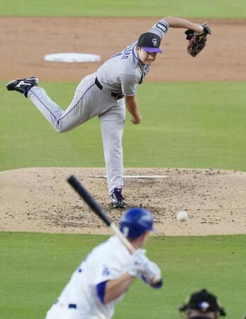 　ドジャース戦に先発したロッキーズ・菅野＝ロサンゼルス（共同）