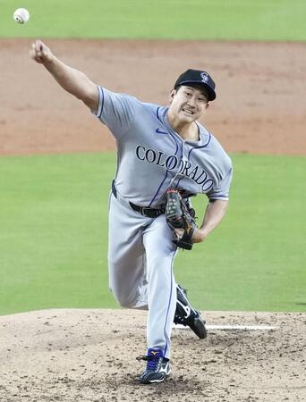 　ドジャース戦に先発したロッキーズ・菅野＝ロサンゼルス（共同）