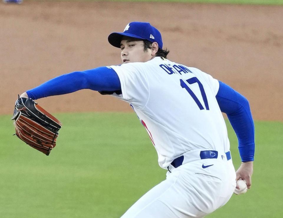 　ロッキーズ戦に先発登板したドジャース・大谷＝ロサンゼルス（共同）