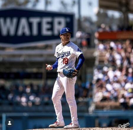 ５勝目を挙げた山本（ロサンゼルス・ドジャース提供）