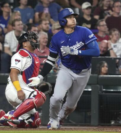 ５回、中前打を放った大谷（ＡＰ＝共同）