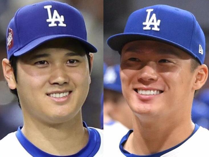 ドジャース・大谷翔平（左）と山本由伸